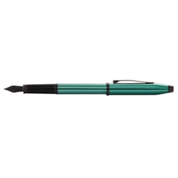 A fountain pen featuring a green lacquer finish with black accents and a clip, showcasing its elegant design.