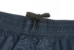 Dark navy volleyball uniform shorts featuring an elastic waistband with a drawstring. The material appears smooth.