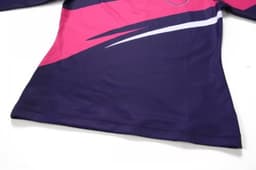 A sports dress featuring a purple body with pink and white accents, designed for swimming and anti-chlorine protection.