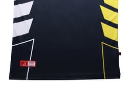 A PLAYER SINGLET featuring a dark background with yellow and white accents, and a small logo.
