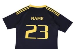 A navy blue hoodie with yellow accents, featuring a logo and the number 23 on the back.