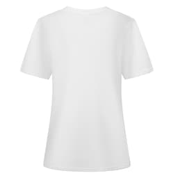 A plain white cotton T-shirt with short sleeves, featuring a back view and no visible logos.