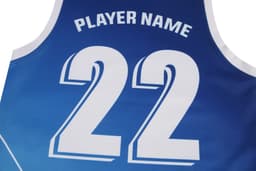 A blue and white AFL singlet featuring a large number 22 and a logo.