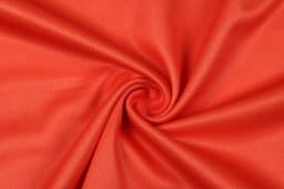 A vibrant red fabric with a textured surface, featuring a smooth and flowing appearance.