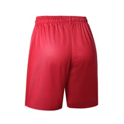 Red women's basketball uniform shorts with an elastic waistband and a simple design. Features a logo on the fabric.