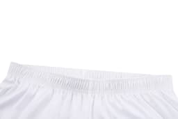A white tennis team uniform shorts with an elastic waist. The fabric appears lightweight and breathable.