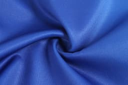 A fabric swatch in vibrant royal blue, showcasing a smooth and glossy texture. It features folds and draping.
