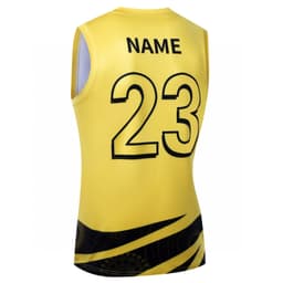 A yellow sports singlet with a black design, featuring the number 23 and a placeholder for a name on the back.