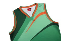 AFL vest featuring a green and mint design with orange accents and a logo on the collar.