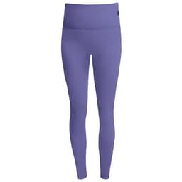 A pair of purple leggings featuring a high waistband and a discreet logo.