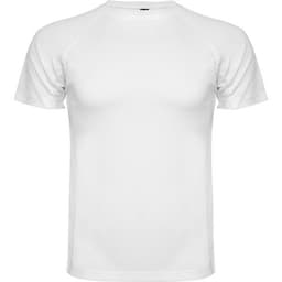 A white Montecarlo T-Shirt with a crew neck and short raglan sleeves, featuring a logo.