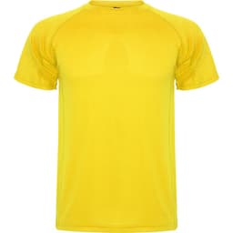 A yellow Montecarlo T-Shirt featuring a classic short-sleeve design and a logo.
