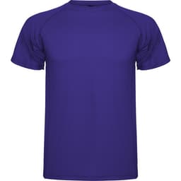 A purple Montecarlo T-Shirt with short sleeves and a round neck, featuring a logo.