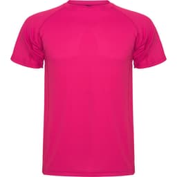 A pink Montecarlo T-Shirt with a crew neckline and short sleeves, featuring a logo.