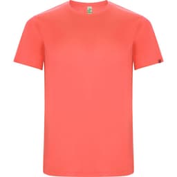 A coral Imola T-Shirt with a crew neck and short sleeves, featuring a logo on the sleeve.