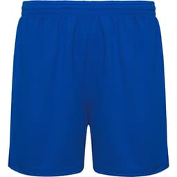 Bright blue sports shorts featuring an elastic waistband and a simple design. Includes a logo on the waistband.