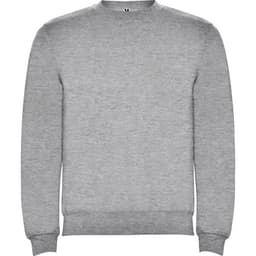 A grey Clasica sweatshirt with a round neck and long sleeves. The product features a logo on the front.
