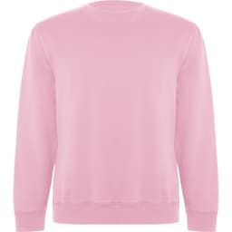 A pink Batian sweatshirt made from soft material, featuring long sleeves and a crew neck design.