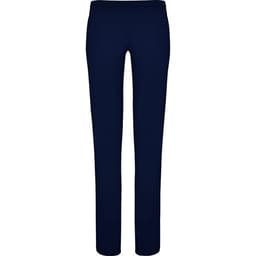 A pair of straight-cut leggings in navy blue with an elasticated waistband. Features a logo.