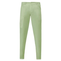 Light green Elia Pants with a slim fit and a side pocket, featuring a logo on the waistband.
