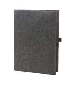 A grey felt cover with a simple design and a fastening, suitable for holding documents or notebooks.