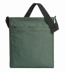 A green Circle Shoulder Bag with an adjustable black strap and a front pocket. It features a simple, sleek design.