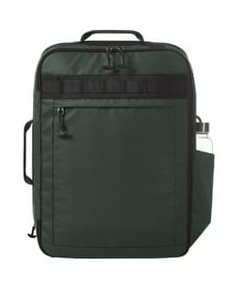 A green Active Travel Backpack featuring a spacious main compartment and a side pocket for a drink bottle.