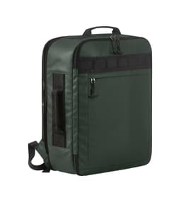 A green Active Travel Backpack with a sleek design, featuring multiple compartments and a handle for easy carrying.