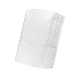 A white toque chef hat with a pleated design, part of a 10 pack. It has a simple, classic appearance.