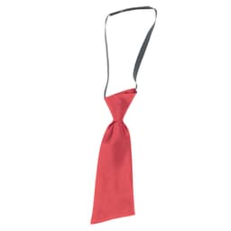 A red women's tie with a grey adjustable strap, featuring a classic knot design.