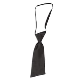 A women's tie in black, featuring a smooth, satin finish and an adjustable neckband.