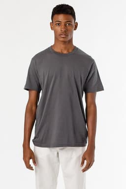 A short sleeve fine jersey crew tee in grey, featuring a simple design and a logo.