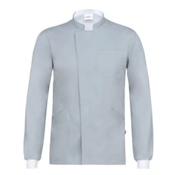 A grey Silvano tunic with a stand-up collar and long sleeves, featuring a front pocket and two side pockets.