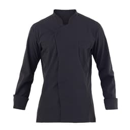 A black Giorgio jacket with long sleeves and a single pocket, featuring a stylish wrap design.