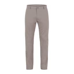 Grey trousers with a fitted design, featuring a waistband and front pockets. Includes a logo on the waistband.