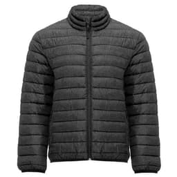 A waterproof jacket in dark grey with a quilted design, featuring a stand-up collar and a front zip.