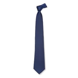 A navy blue cravat tie with a smooth finish, featuring a simple knot at the top.