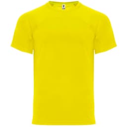 A bright yellow Monaco T-Shirt with a round neck and short sleeves, featuring a logo on the label.