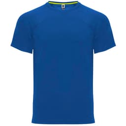 A blue Monaco T-Shirt featuring a classic crew neck design and a logo.