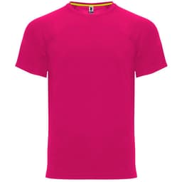 A bright pink Monaco T-Shirt with a round neckline and short sleeves, featuring a logo.