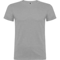 A grey Beagle T-shirt featuring a simple design and a logo on the neckline.