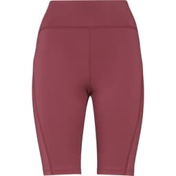 Short leggings in a rich burgundy colour with a high waistband, featuring a smooth fabric texture.