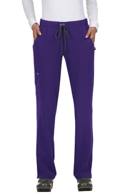 Purple pants with a drawstring waist, featuring pockets on the sides for storage and a relaxed fit.
