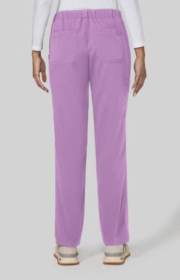 Everyday Hero Pant in purple, featuring a relaxed fit and pockets, viewed from the back.