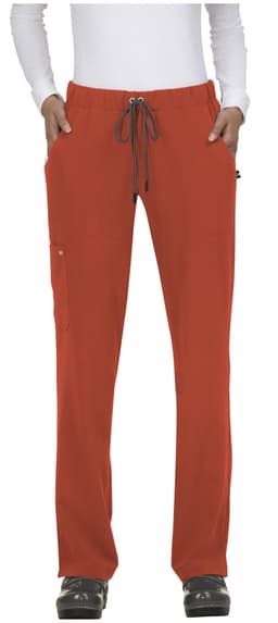 Everyday Hero Pant in a vibrant red shade, featuring an elastic waistband, side pockets, and a logo.