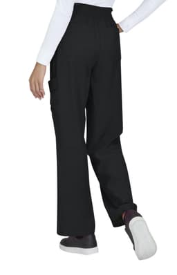 Ayla Pant in black, featuring a relaxed fit with side pockets, worn by a model. Contains a logo.