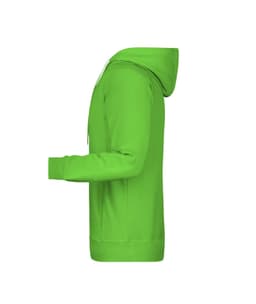 Green men's hoodie with a kangaroo pocket and a drawstring hood, featuring a logo on the front.