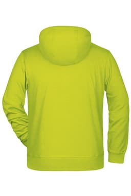 A bright lime green men's zip hoodie with a hood, featuring a back view and no visible logos.