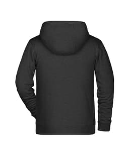 A black children's zip hoodie with a hood, featuring a simple back design and comfortable fit.