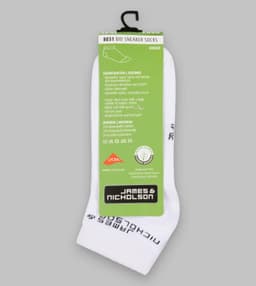 White organic sneaker socks displayed with a tag featuring a logo. The socks are designed for unisex wear.